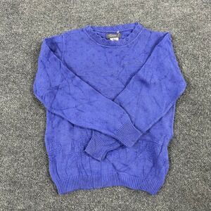 Alison J. Sweater Womens Size PP Purple Pointelle Knit Pullover Made in USA